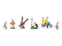 Six Tin Clown and Circus Toys