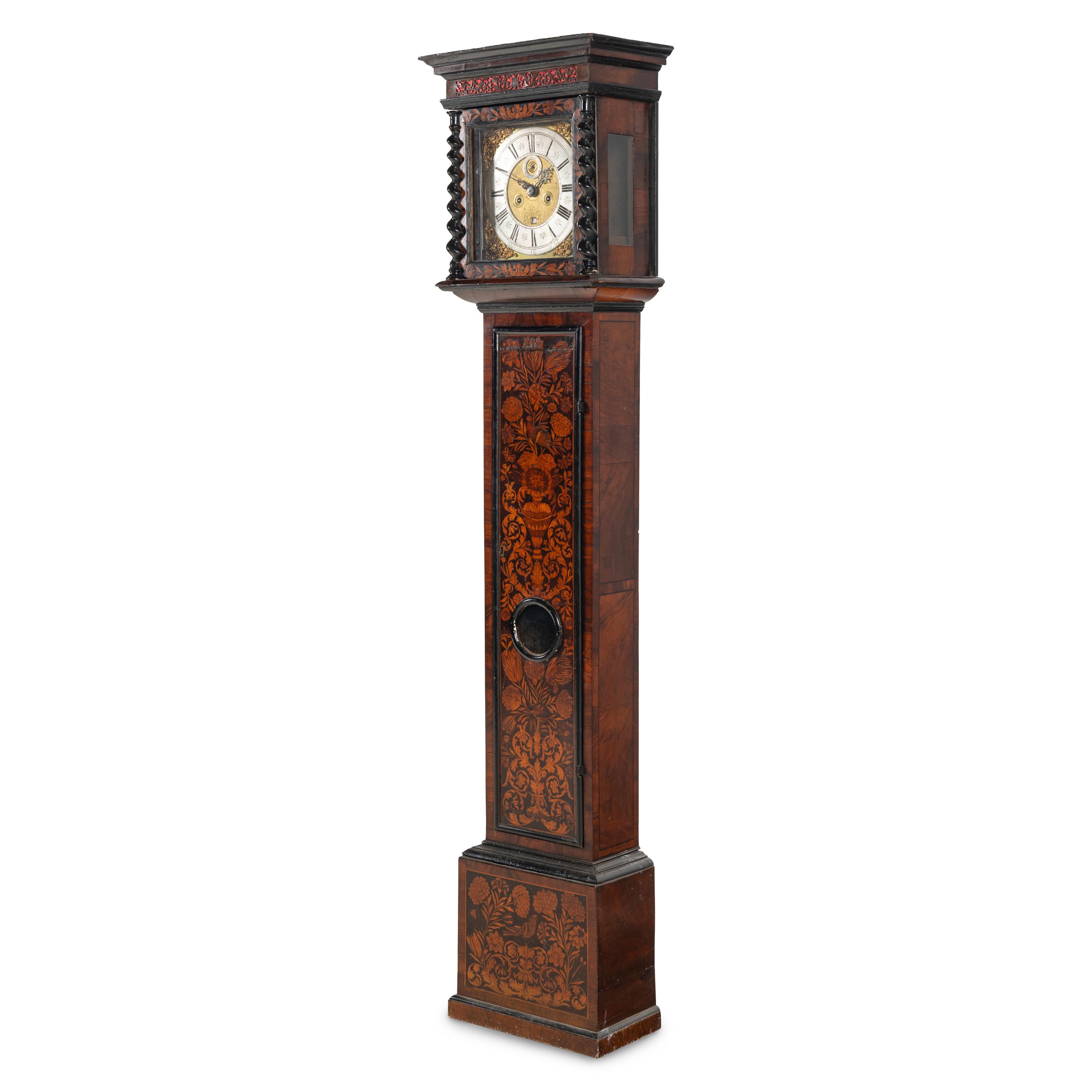 A William and Mary Walnut and Marquetry Tall Case Clock
