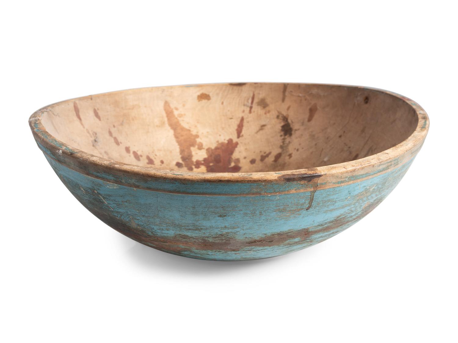 Four Stained and Carved Wood Bread Bowls
