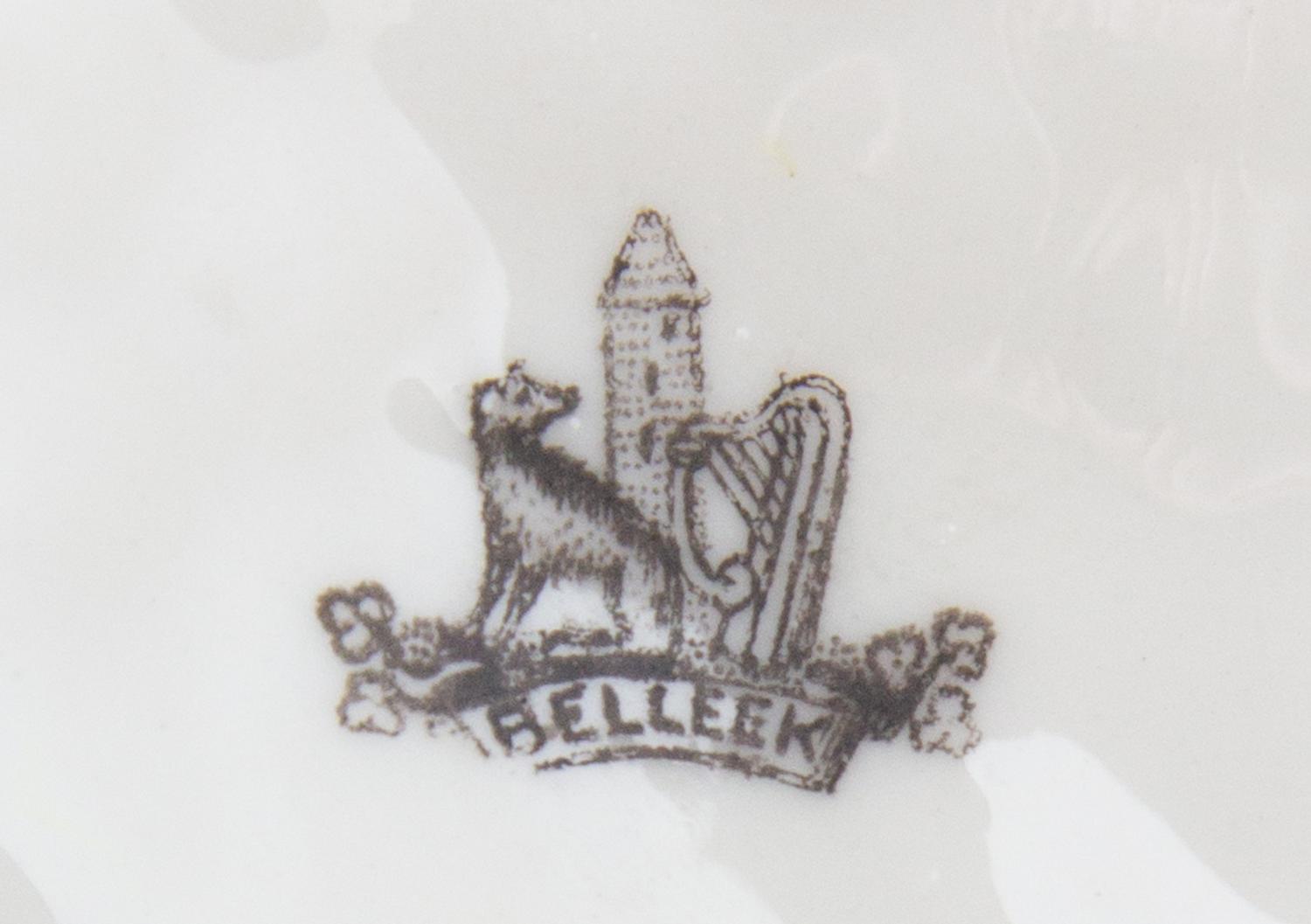 A Belleek Triple Hippiritus Vase Height 6 1/2 inches. — FIRST BLACK MARK (1863-1891)
