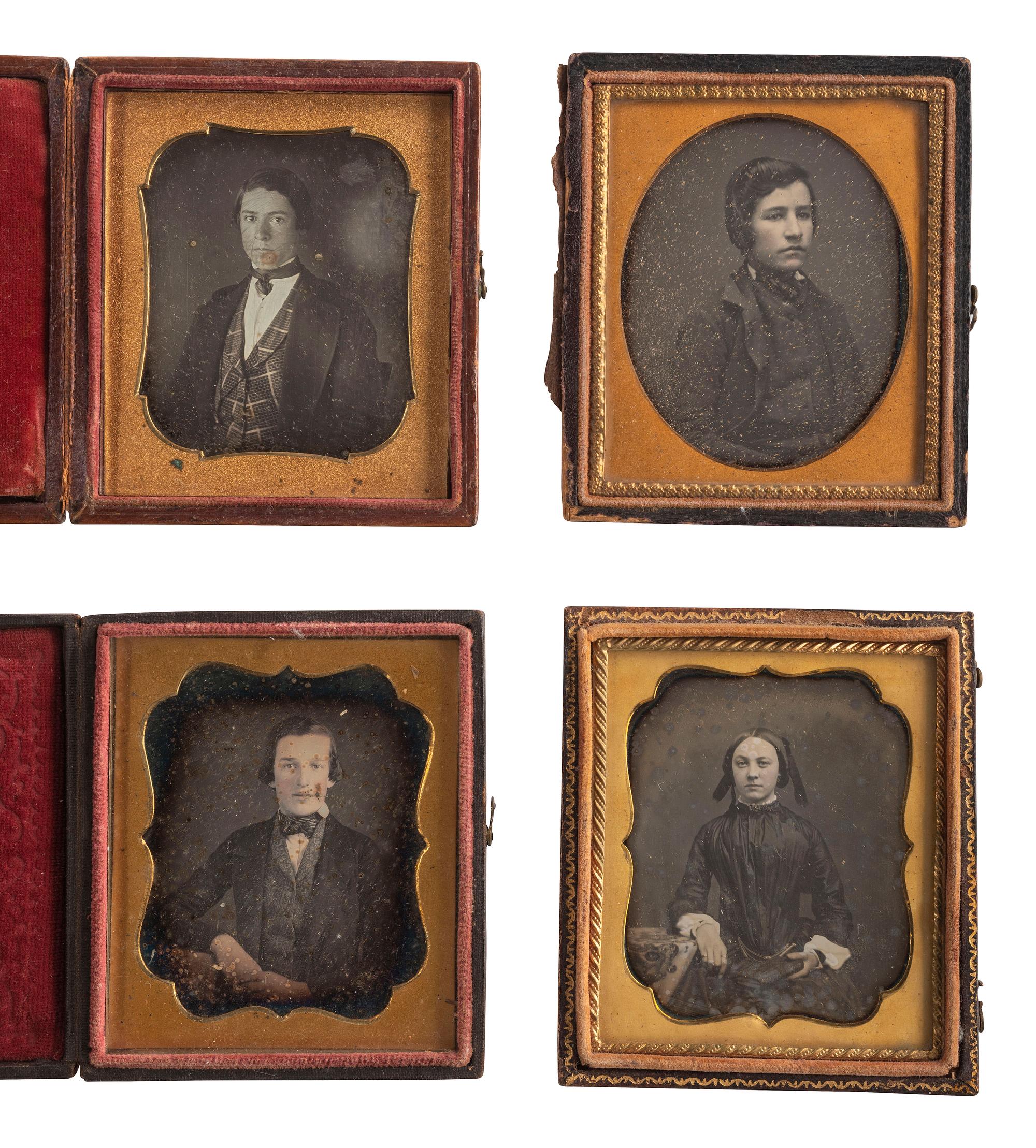 [EARLY PHOTOGRAPHY]. A collection of 22 sixth plate daguerreotype portraits of young adults and teenagers, including: