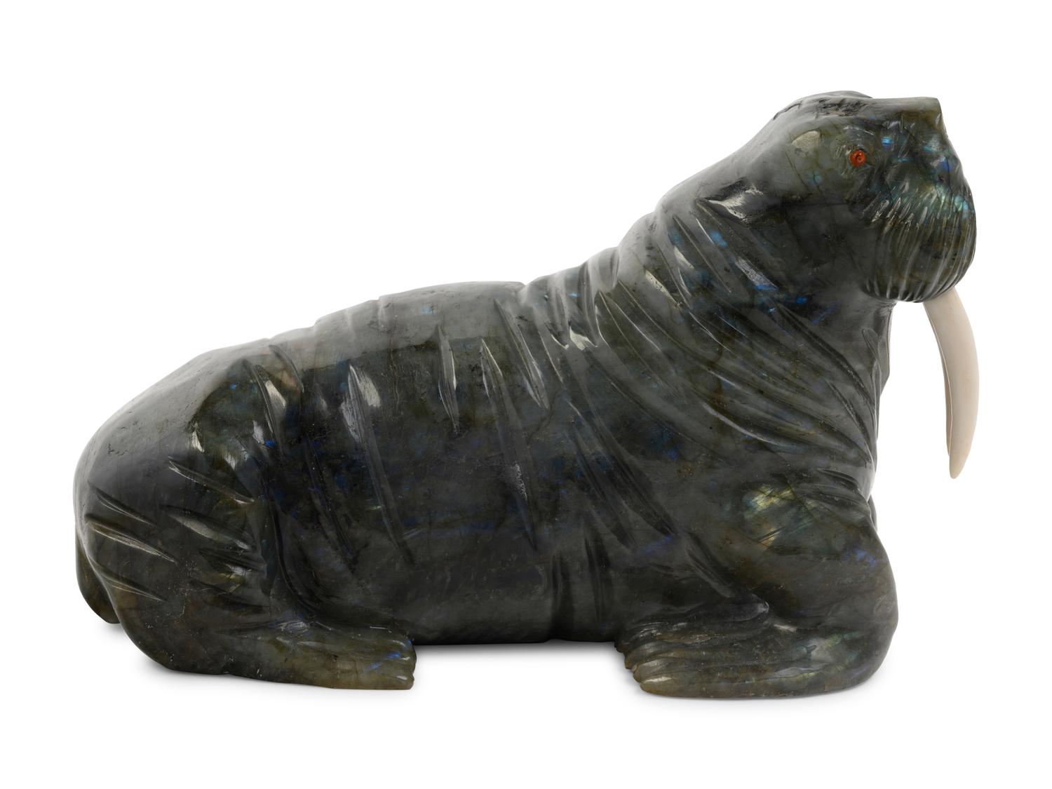 An Inuit Carved Stone Figure of a Walrus