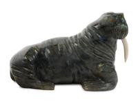 An Inuit Carved Stone Figure of a Walrus