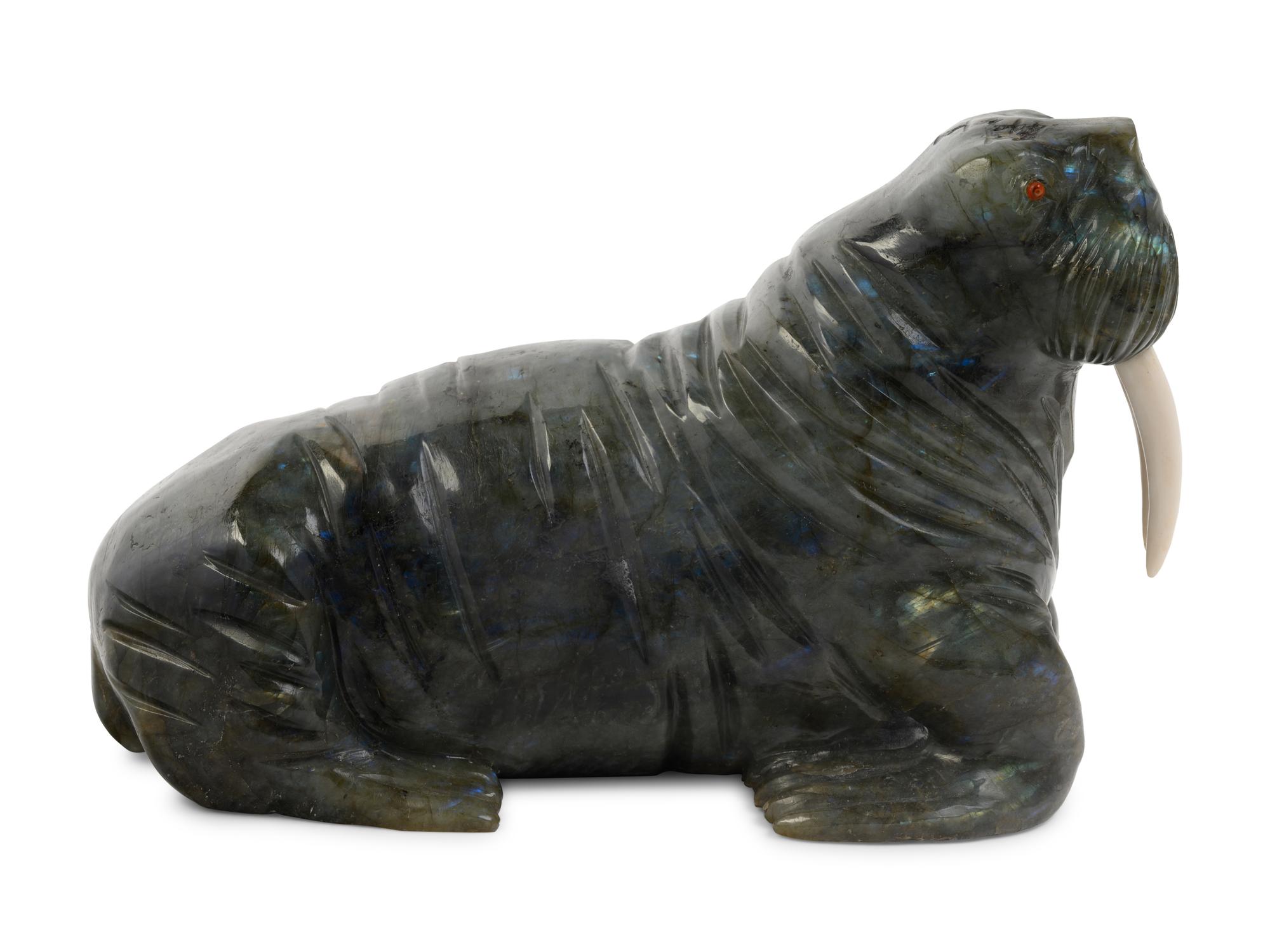 An Inuit Carved Stone Figure of a Walrus