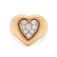 YELLOW GOLD AND DIAMOND HEART RING