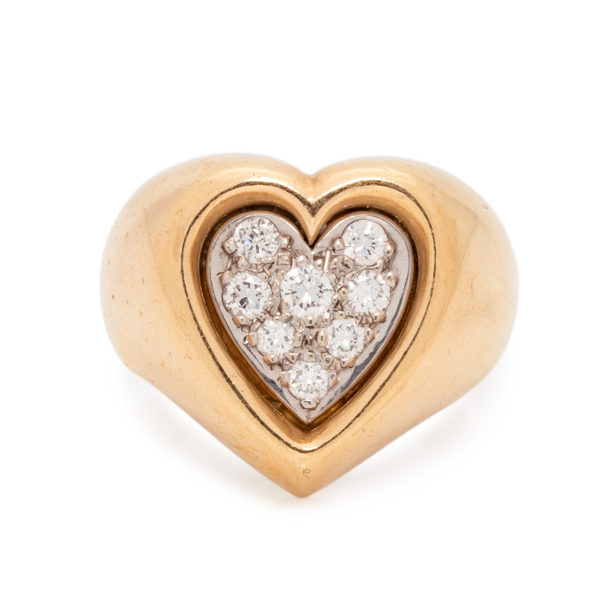 YELLOW GOLD AND DIAMOND HEART RING