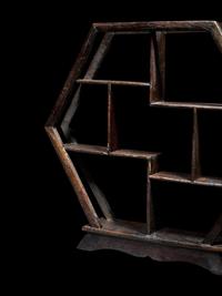 A Small Pair of Chinese Hardwood Displaying Shelves