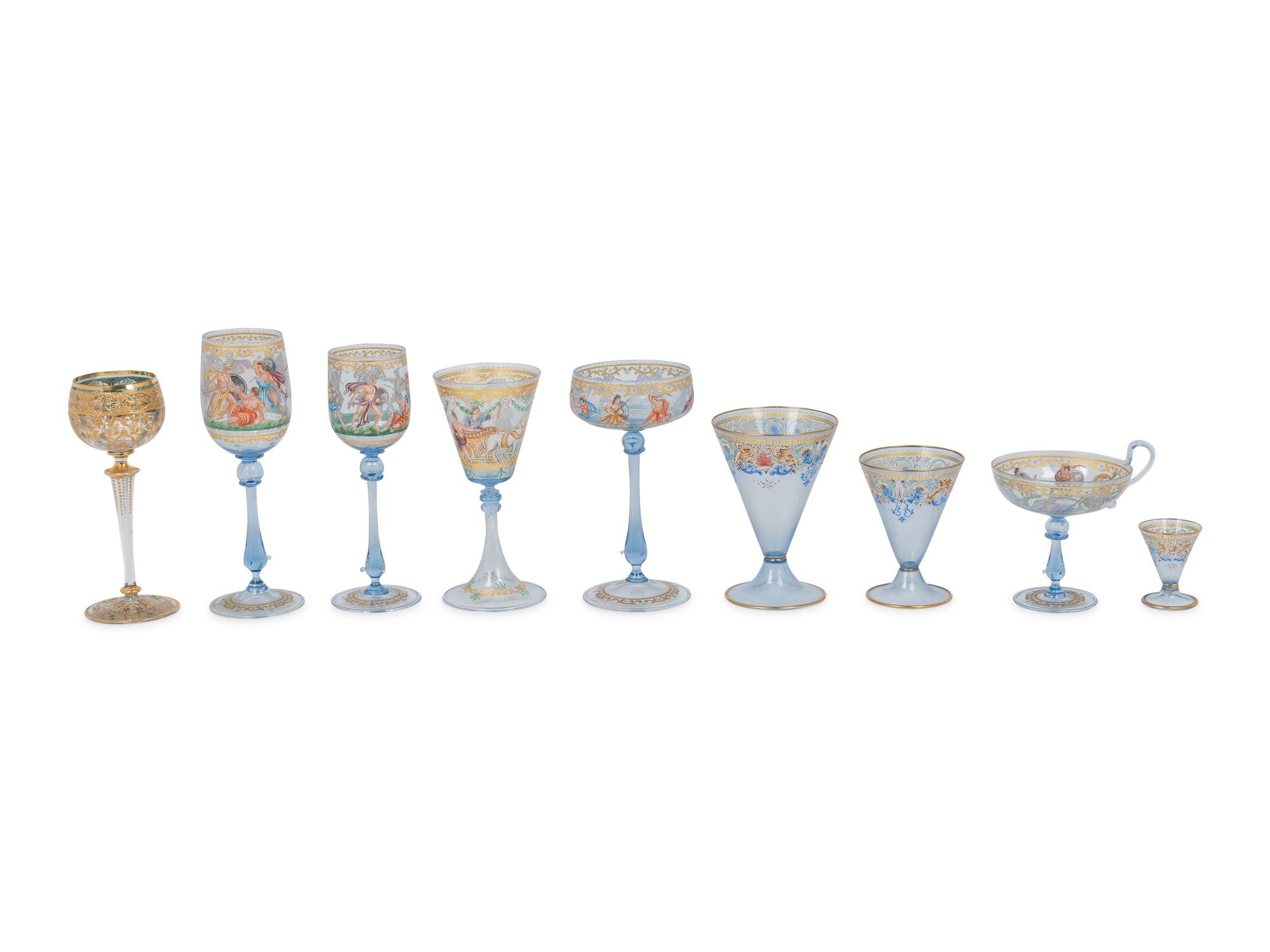 An Extensive Enameled Glass Table Service