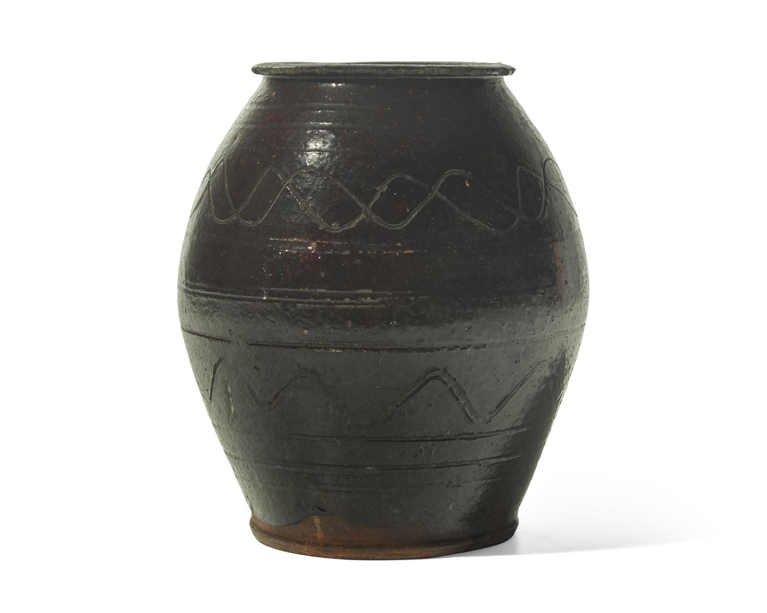 A Manganese-Glazed and Sgraffito-Decorated Jar, Pennsylvania, 19th Century