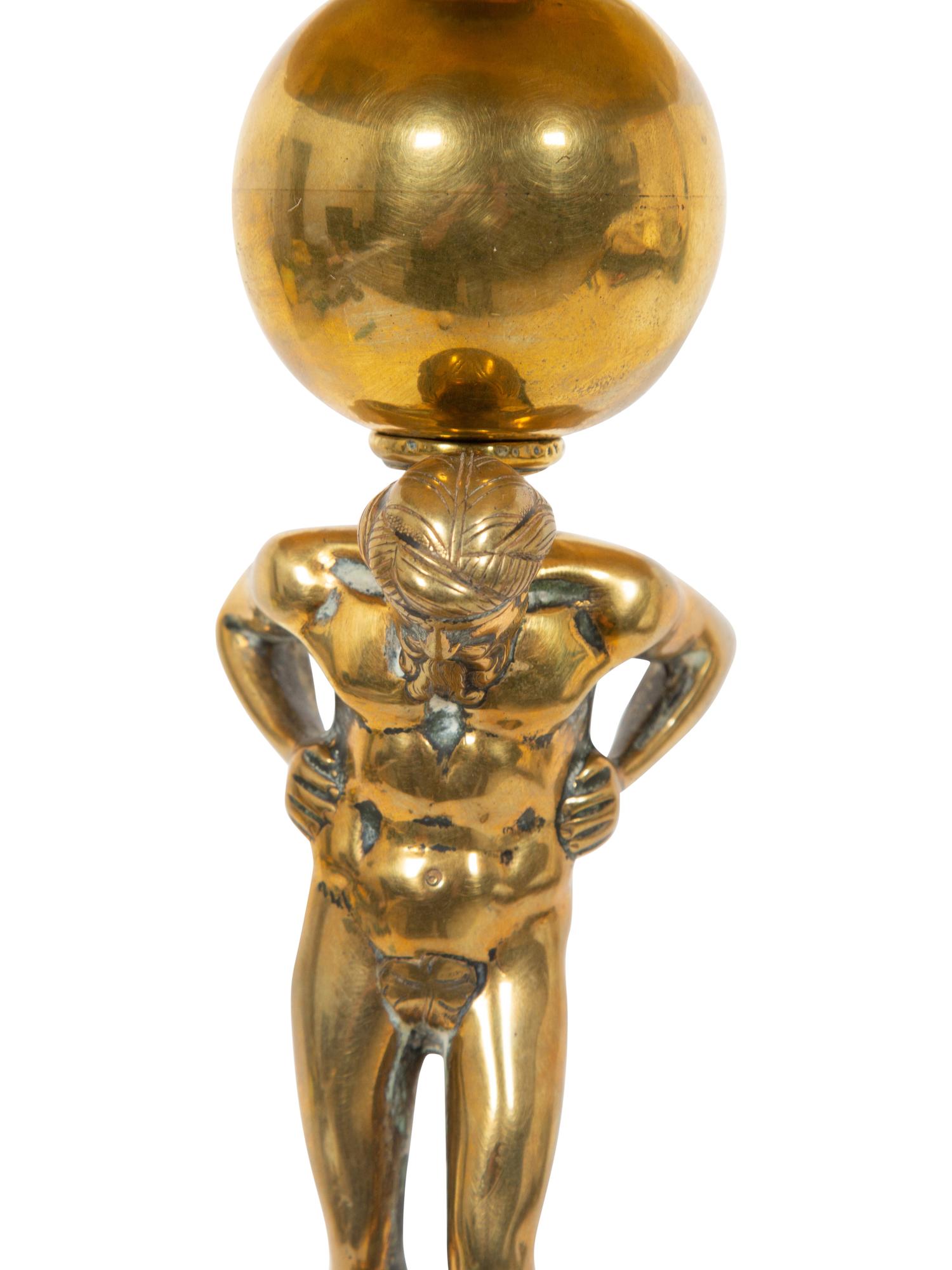 A French Brass Gong with Mallet Converted to a Side Table