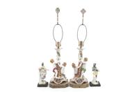 A Pair of Continental Porcelain Figural Lamps