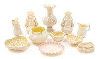 Eleven Belleek Articles Height of tallest 8 inches. — SECOND BLACK MARK THROUGH FIFTH GREEN MARK (1891-1965)
