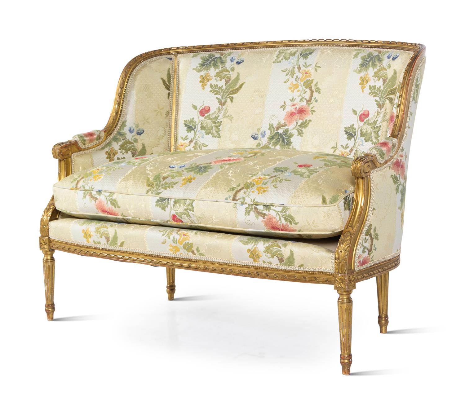 A Louis XVI Style Giltwood Settee