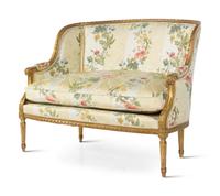 A Louis XVI Style Giltwood Settee