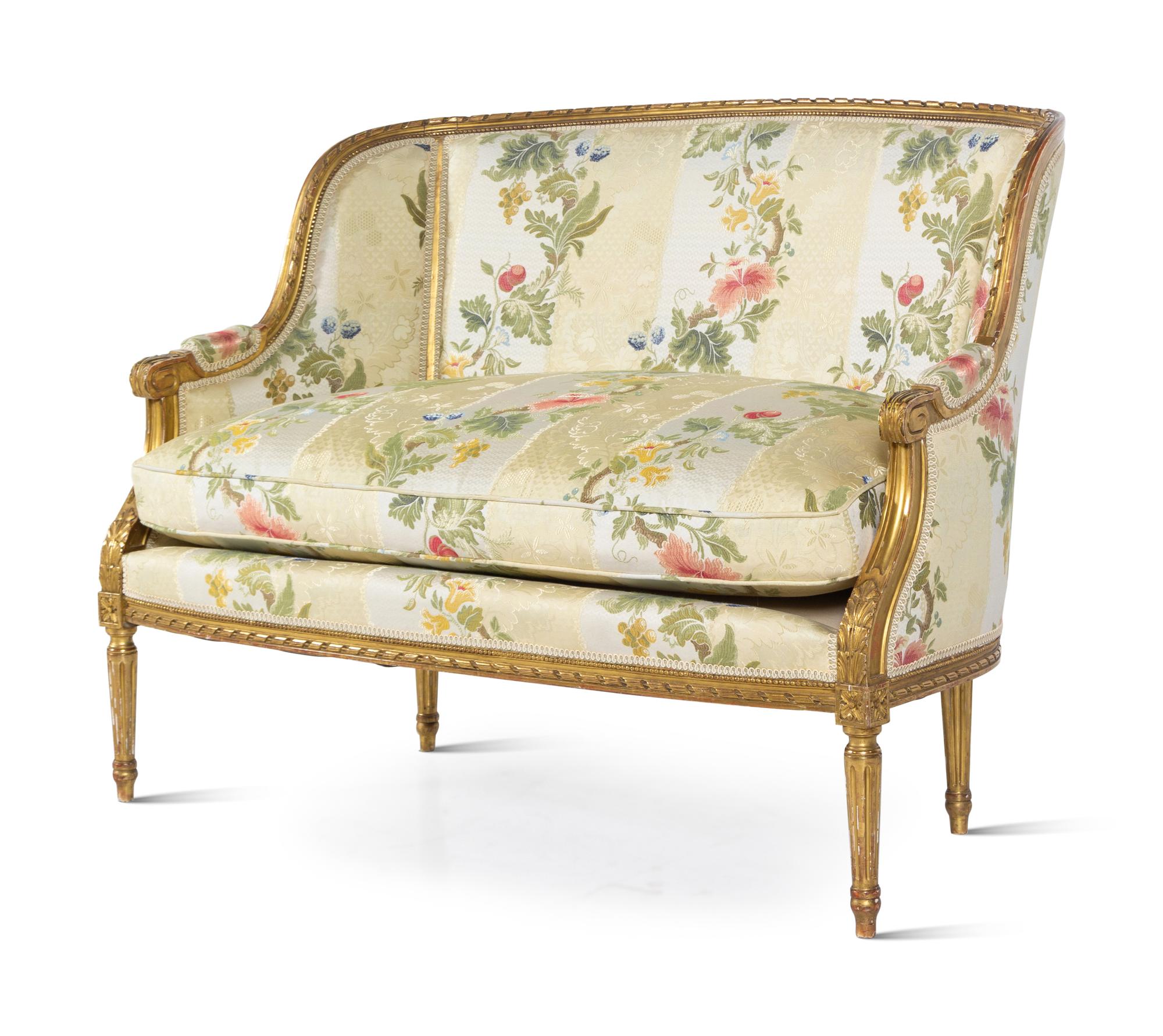 A Louis XVI Style Giltwood Settee