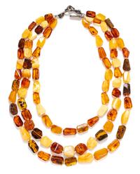 A Sterling Silver and Amber Multistrand Bead Necklace, Rebecca Collins,