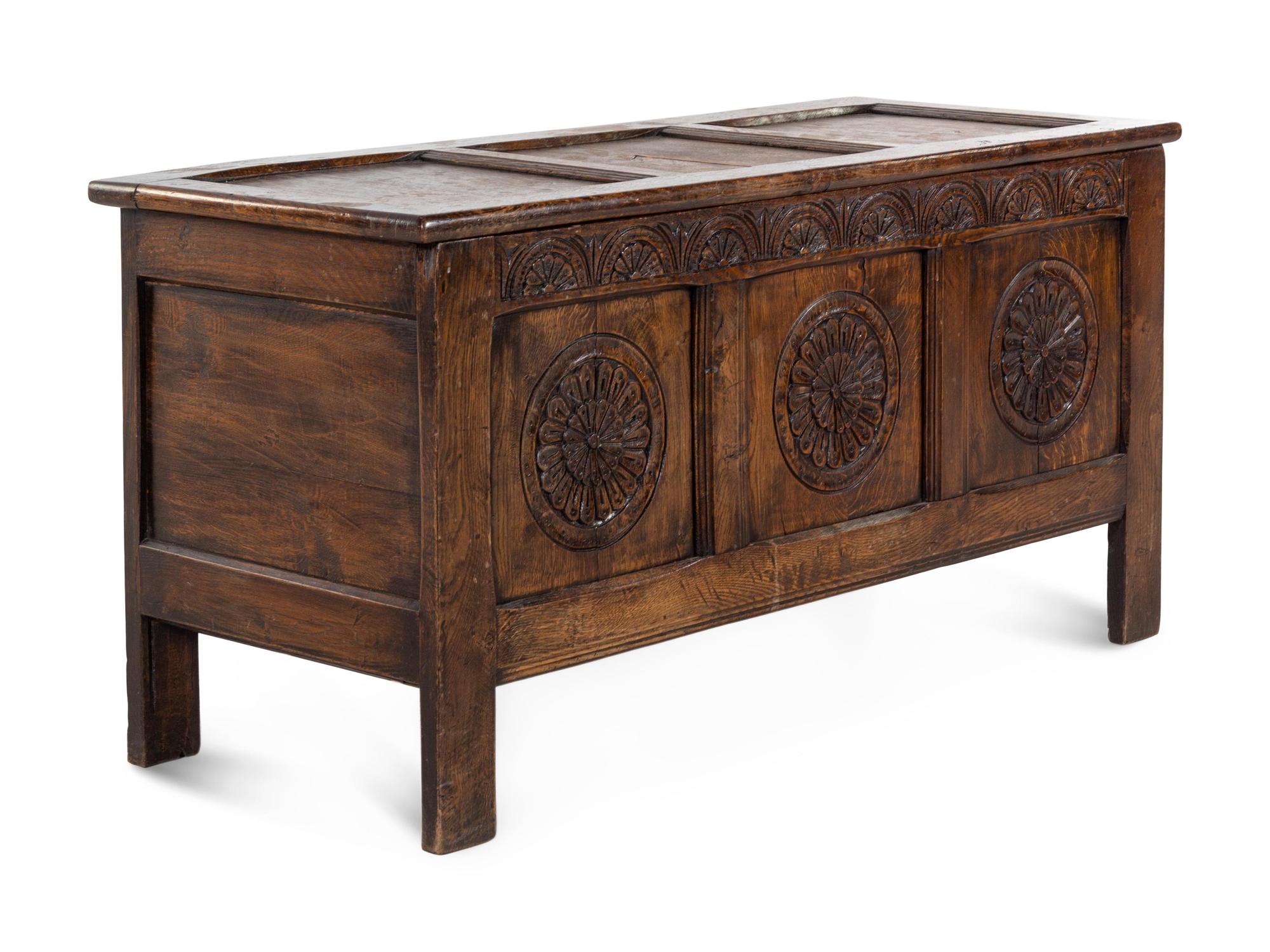 A Charles II Carved Oak Coffer