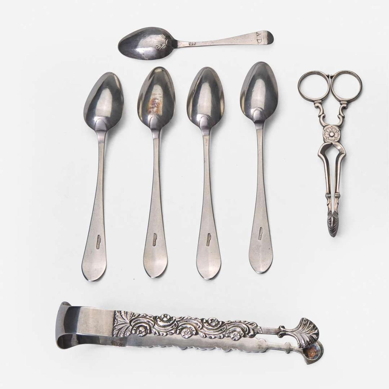 An assorted group of seven silver tablewares William Ball (1763-1815), Baltimore, MD, William Ball (1729-1810), Philadelphia, PA, and John Murdock (active 1779-1786), Philadelphia, PA, circa 1750-1760