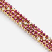 An 18K Yellow Gold, Ruby, and Diamond Bracelet