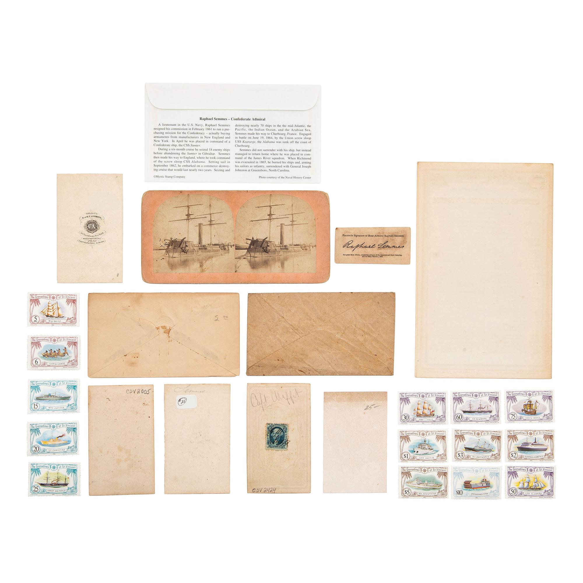[CIVIL WAR - CONFEDERATE STATES NAVY]. Archive of photographs and ephemera related to the CSS Alabama and other Confederate naval subjects, including: