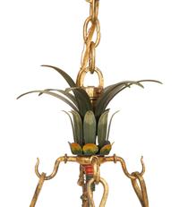 A Whimsical Painted Iron Eight Light Bamboo Design Chandelier