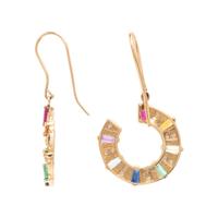 Two Pairs of Multigem and Yellow Gold Earrings