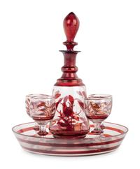 A Continental Colored Glass Liquor Service