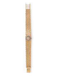 LUCIEN PICCARD, 14K YELLOW GOLD AND DIAMOND WATCH