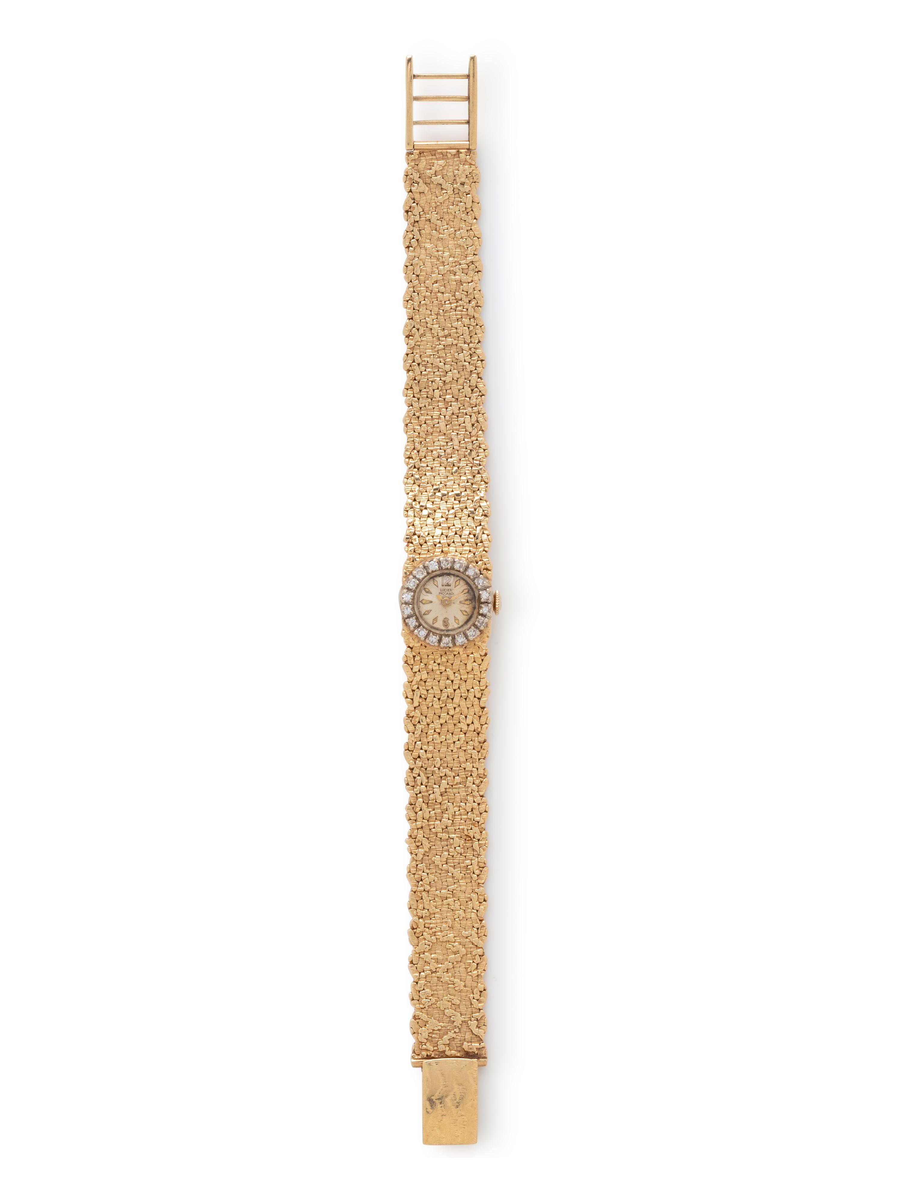 LUCIEN PICCARD, 14K YELLOW GOLD AND DIAMOND WATCH