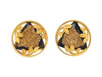 SEVEN FINGERS, DRUZY QUARTZ AND YELLOW GOLD EARRINGS