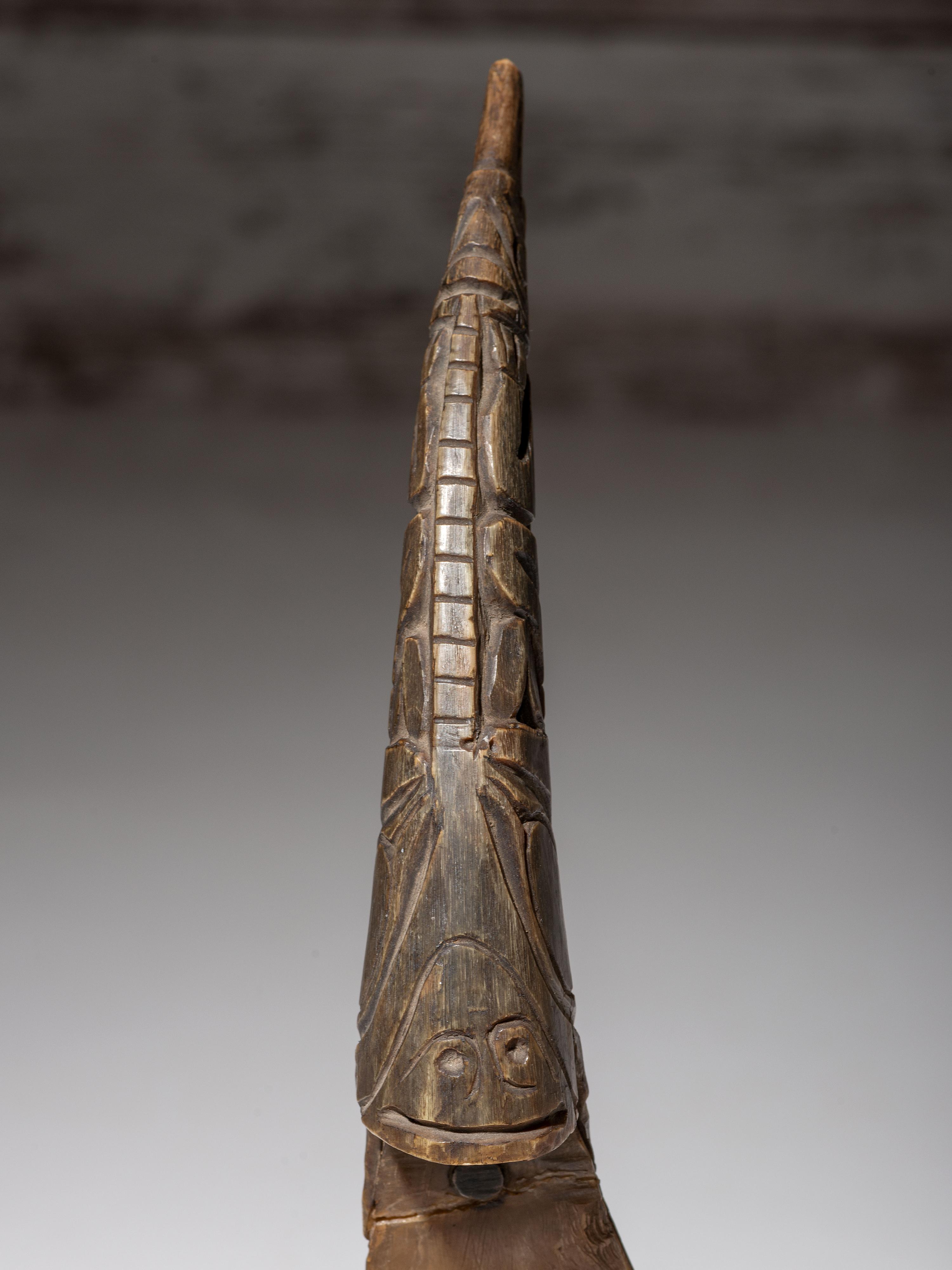 Northwest Coast Horn Spoon, with Totemic Handle