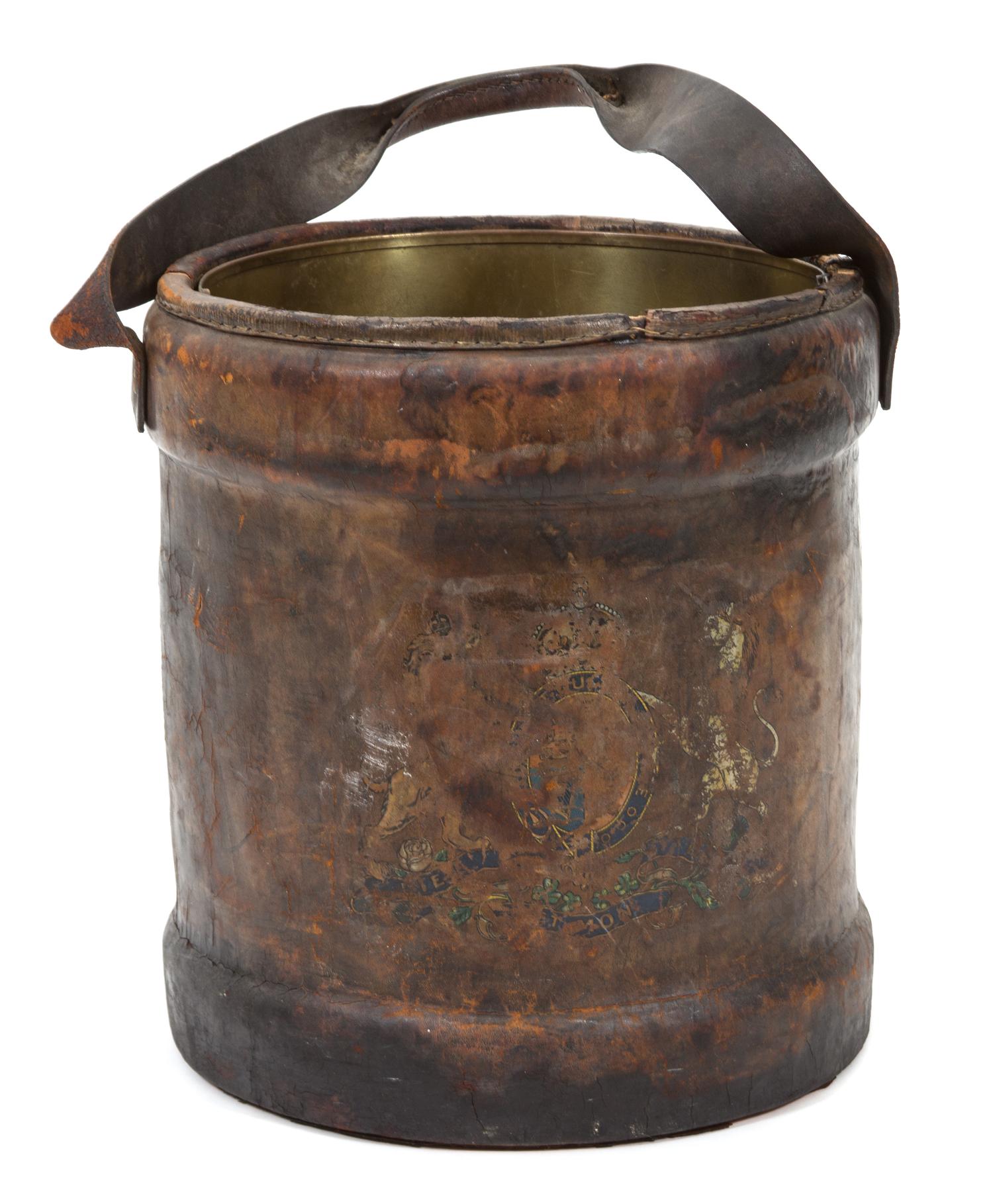 An English Leather Fire Bucket Height 15 1/2 inches. — 19TH CENTURY