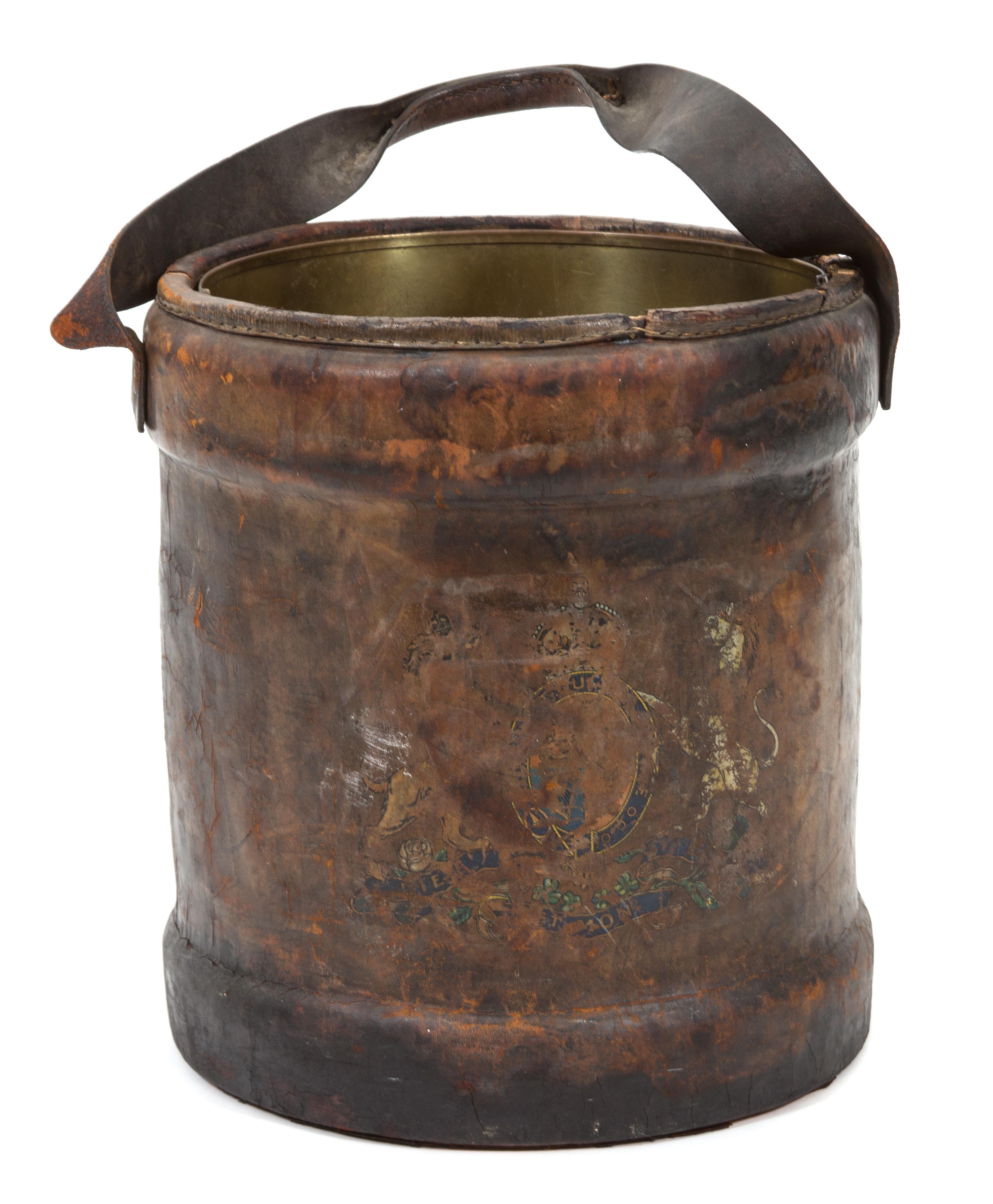 An English Leather Fire Bucket Height 15 1/2 inches. — 19TH CENTURY