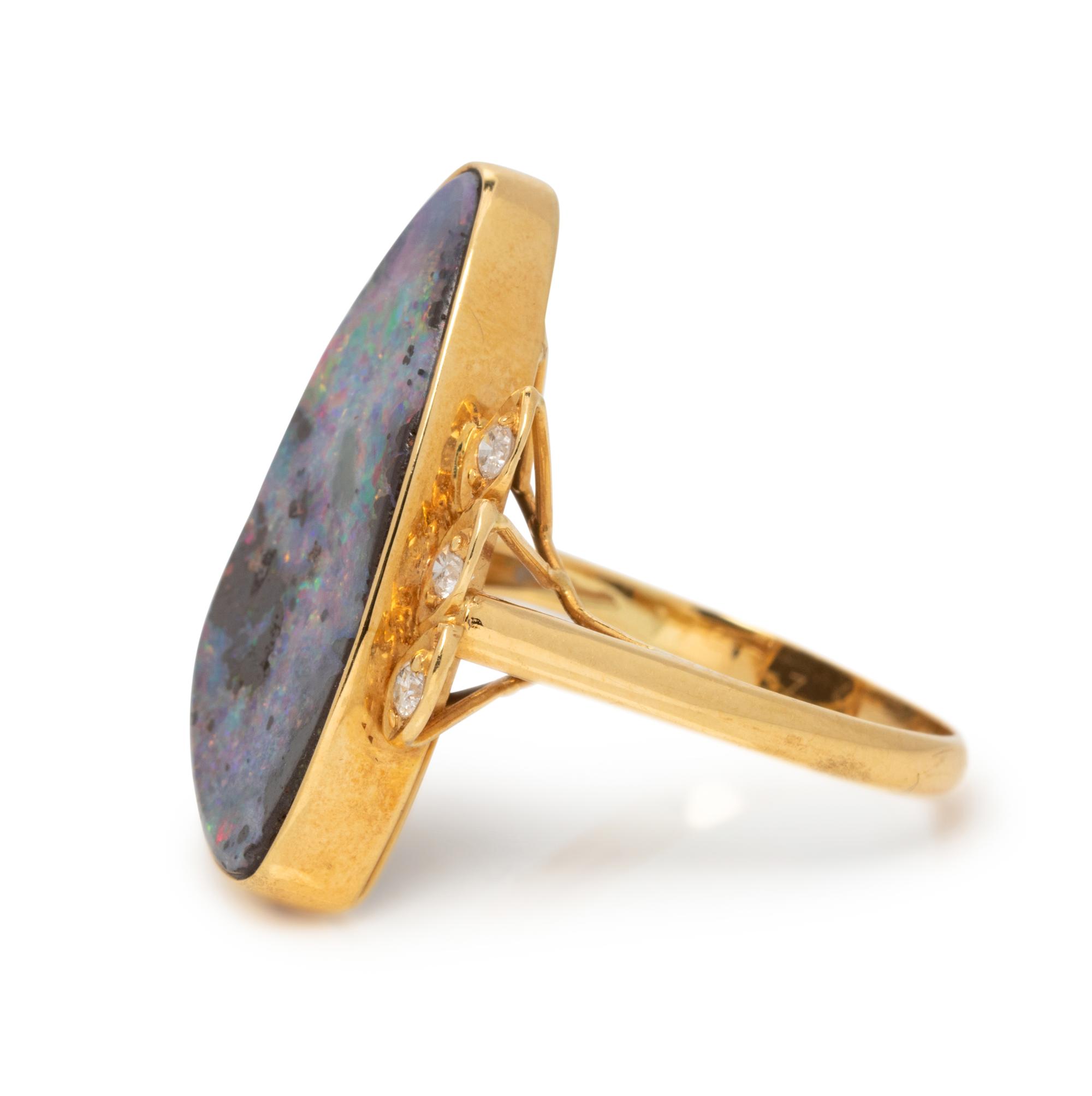 BOULDER OPAL AND DIAMOND RING