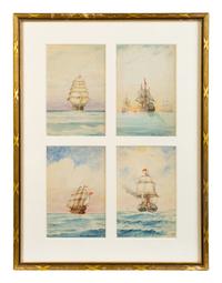 A Collection of Miniature American Nautical Watercolors — 20TH CENTURY