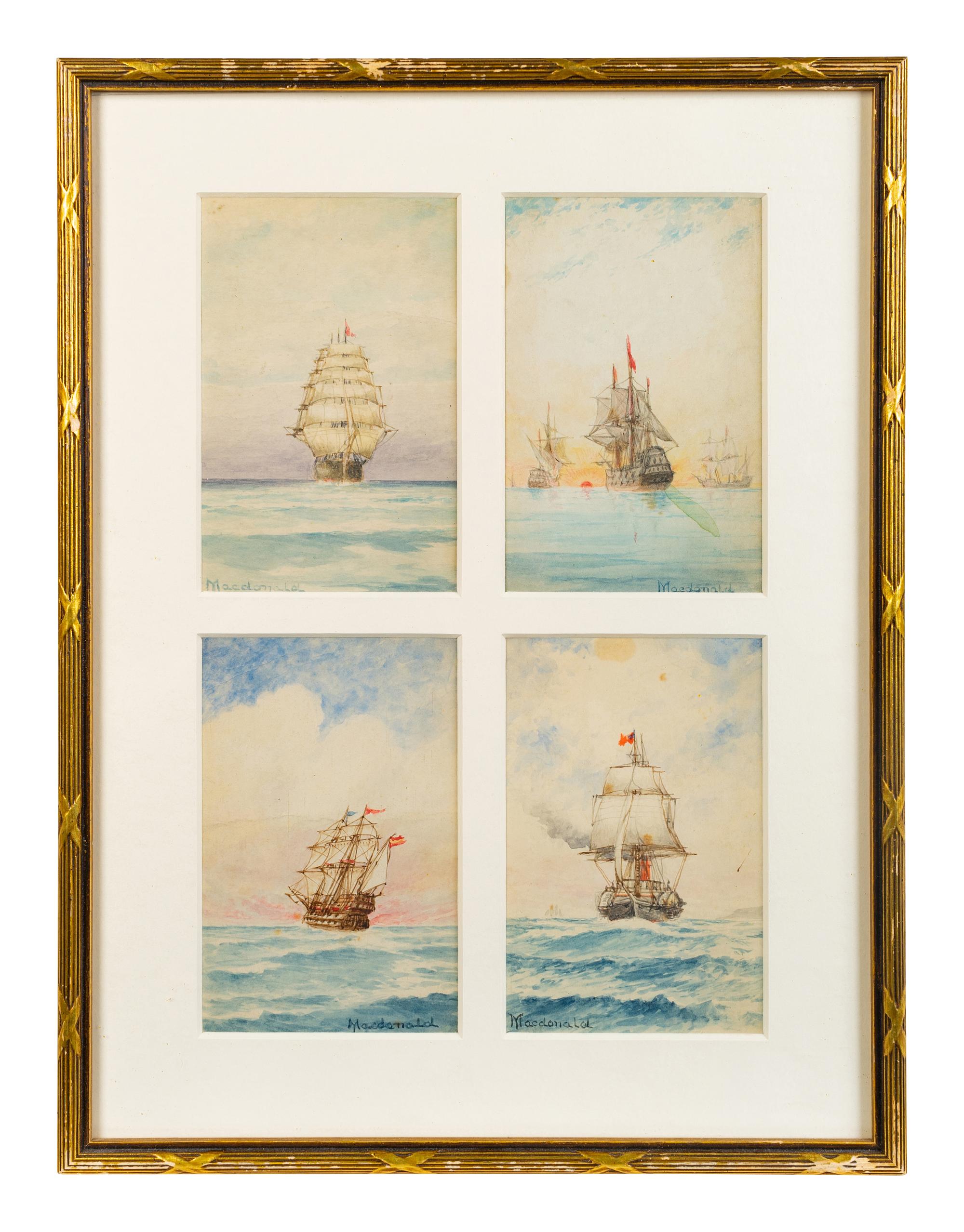 A Collection of Miniature American Nautical Watercolors — 20TH CENTURY