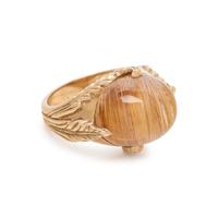 YELLOW GOLD AND RUTILATED QUARTZ RING