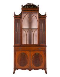 An Edwardian Painted Mahogany and Satinwood Bookcase