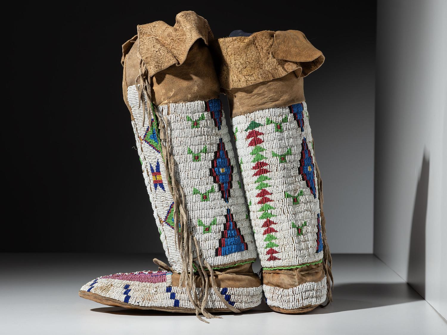 Sioux Beaded Hide Leggings and Moccasins