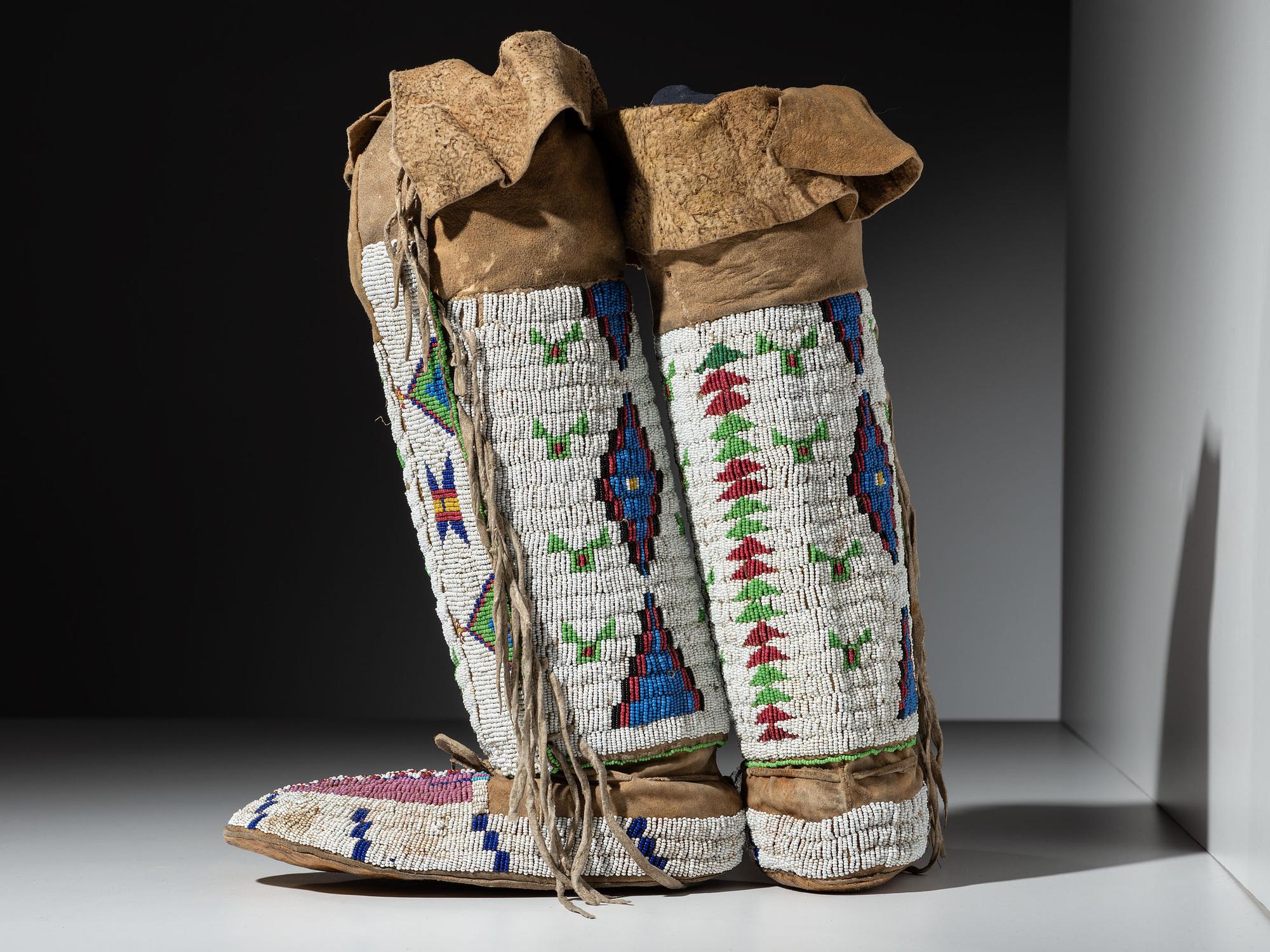 Sioux Beaded Hide Leggings and Moccasins