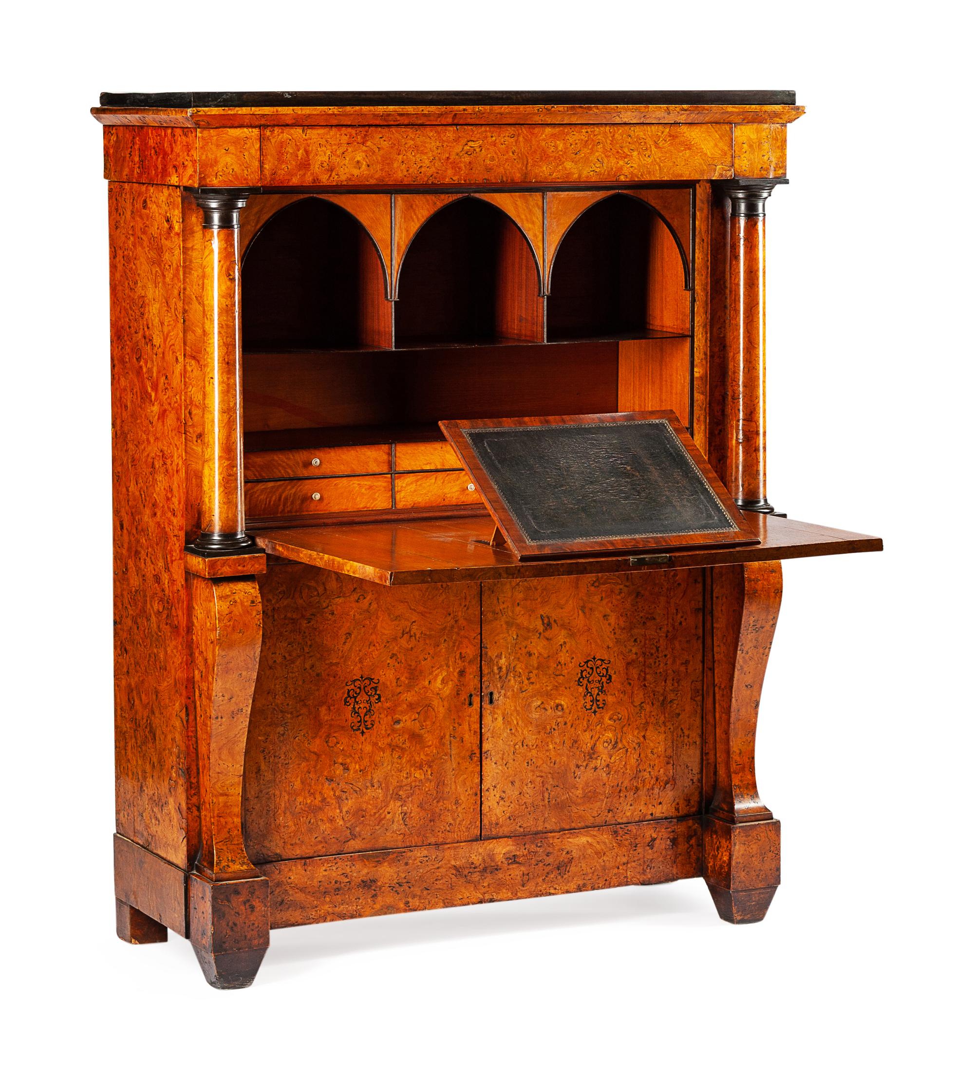 A Charles X Burlwood Secretaire a Abattant