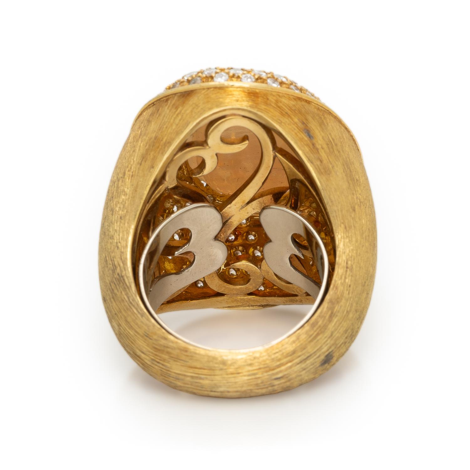 HENRY DUNAY, OPAL, DIAMOND, AND YELLOW GOLD RING