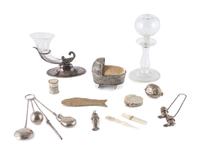 A Group of Silver and Mother of Pearl Sewing Accessories