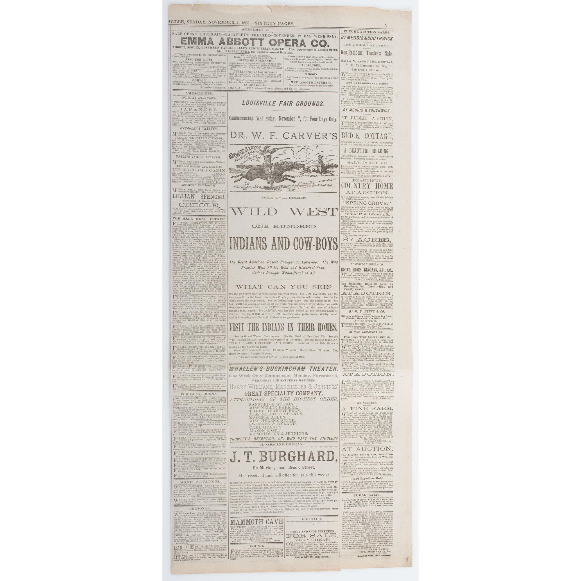 W.F. Doc Carver, CDV, Program, and Newspaper Clipping