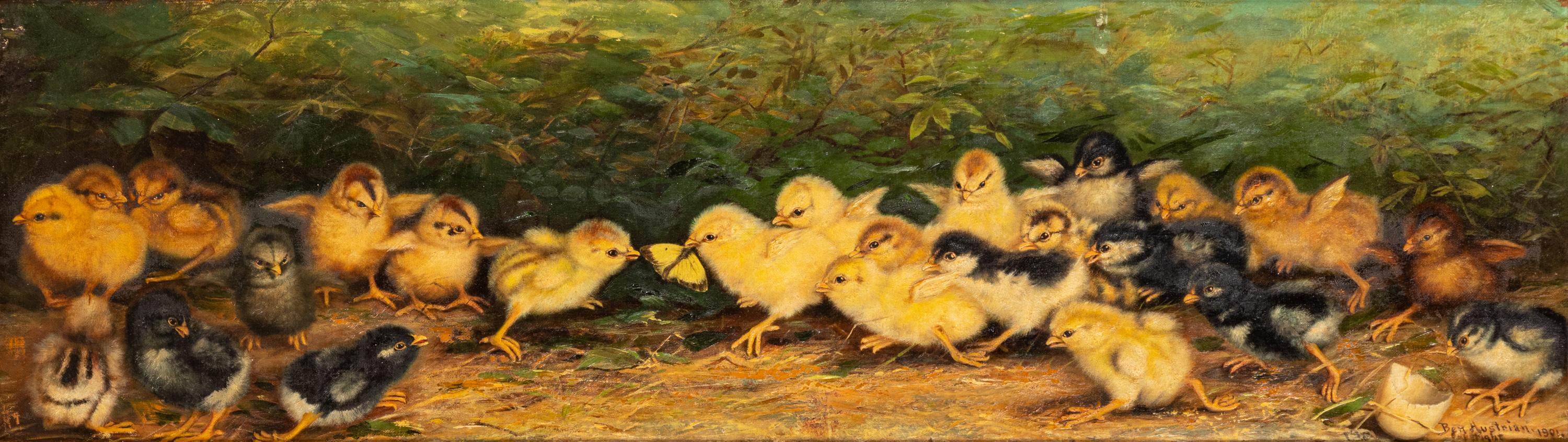 Twenty-five Chicks and a Yellow Butterfly