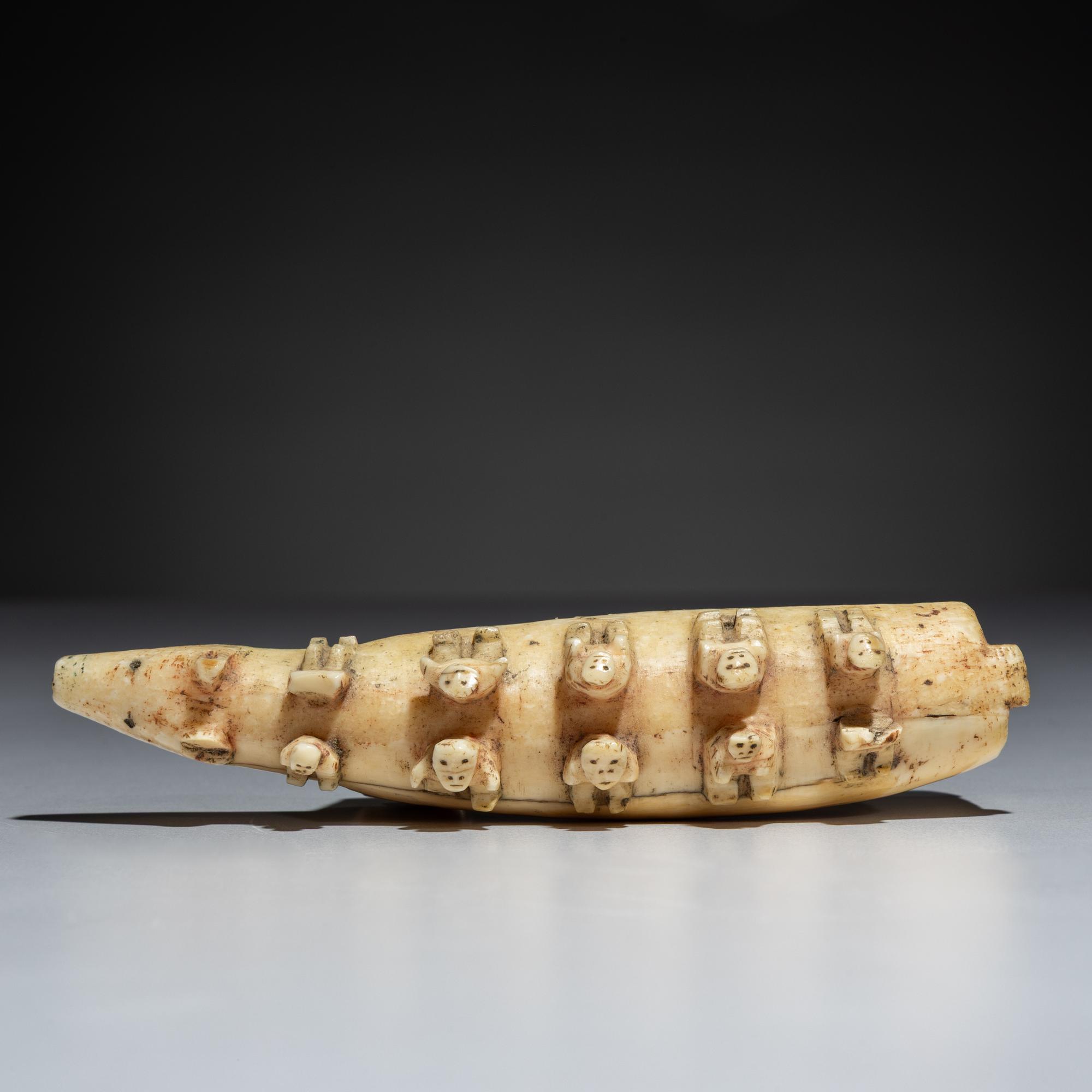 Inupiat Carved Bear with Ten Riders