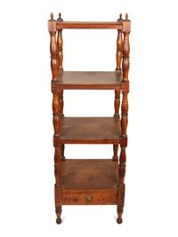 A Federal Turned Tiger Maple Four-Tier What-Not Shelf