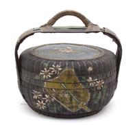 A Chinese Painted Covered Basket Height 17 1/2 inches. — 20TH CENTURY