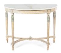 A Louis XVI Style Painted Console Table Height 34 1/2 x width 45 1/2 x depth 18 3/4 inches. — EARLY 20TH CENTURY