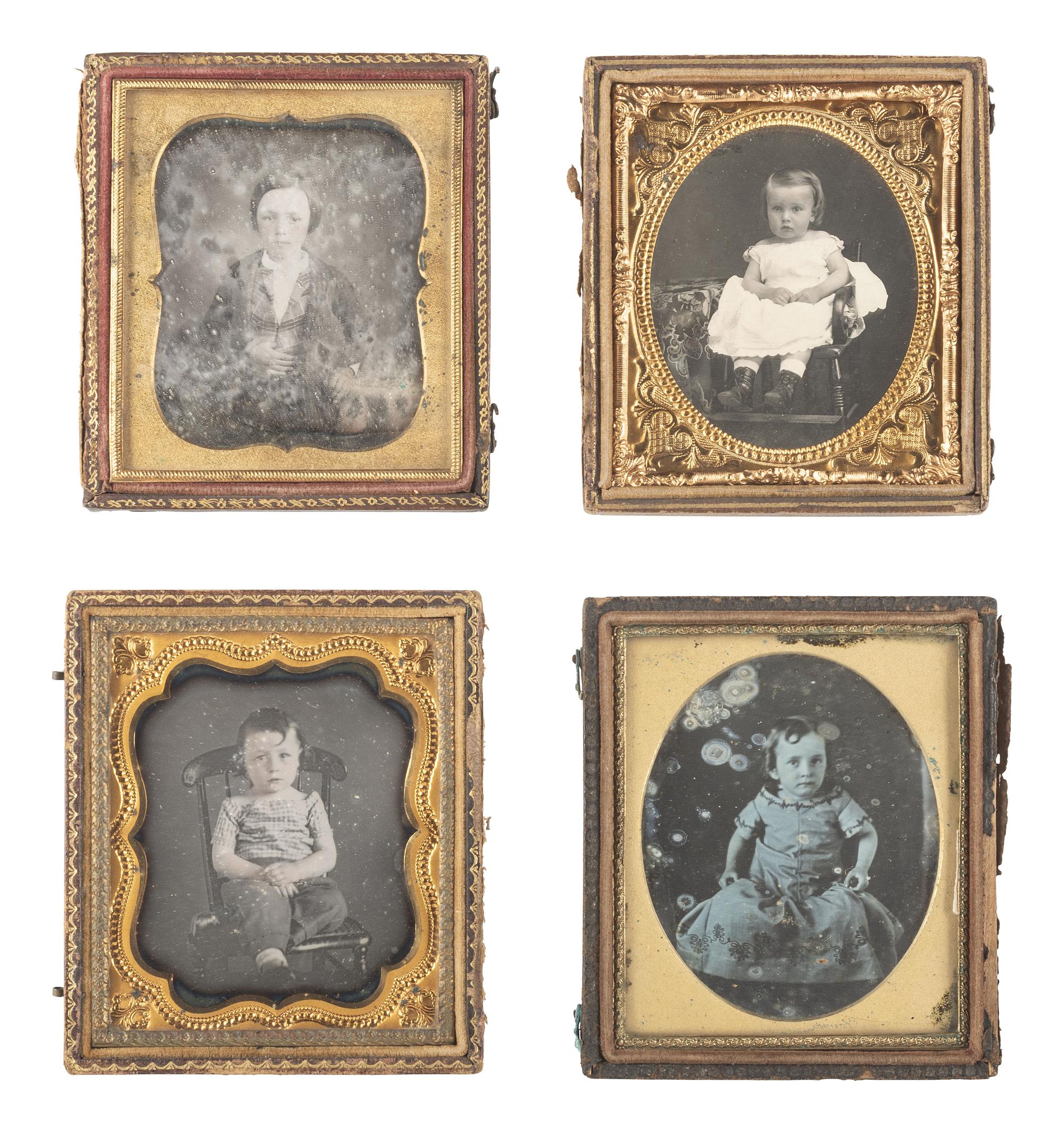 [EARLY PHOTOGRAPHY]. 30 daguerreotypes of children in sixth plate cases.